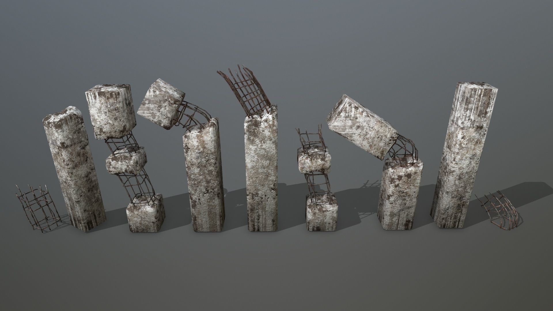 old concrete pole Low-poly 3D model_4