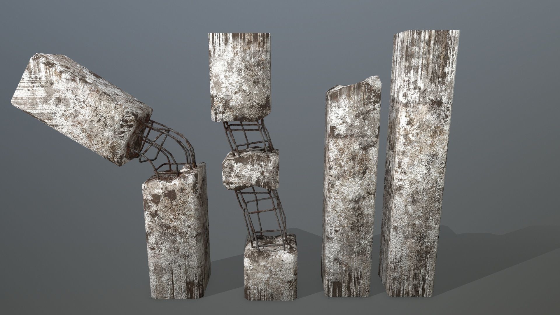 old concrete pole Low-poly 3D model_7