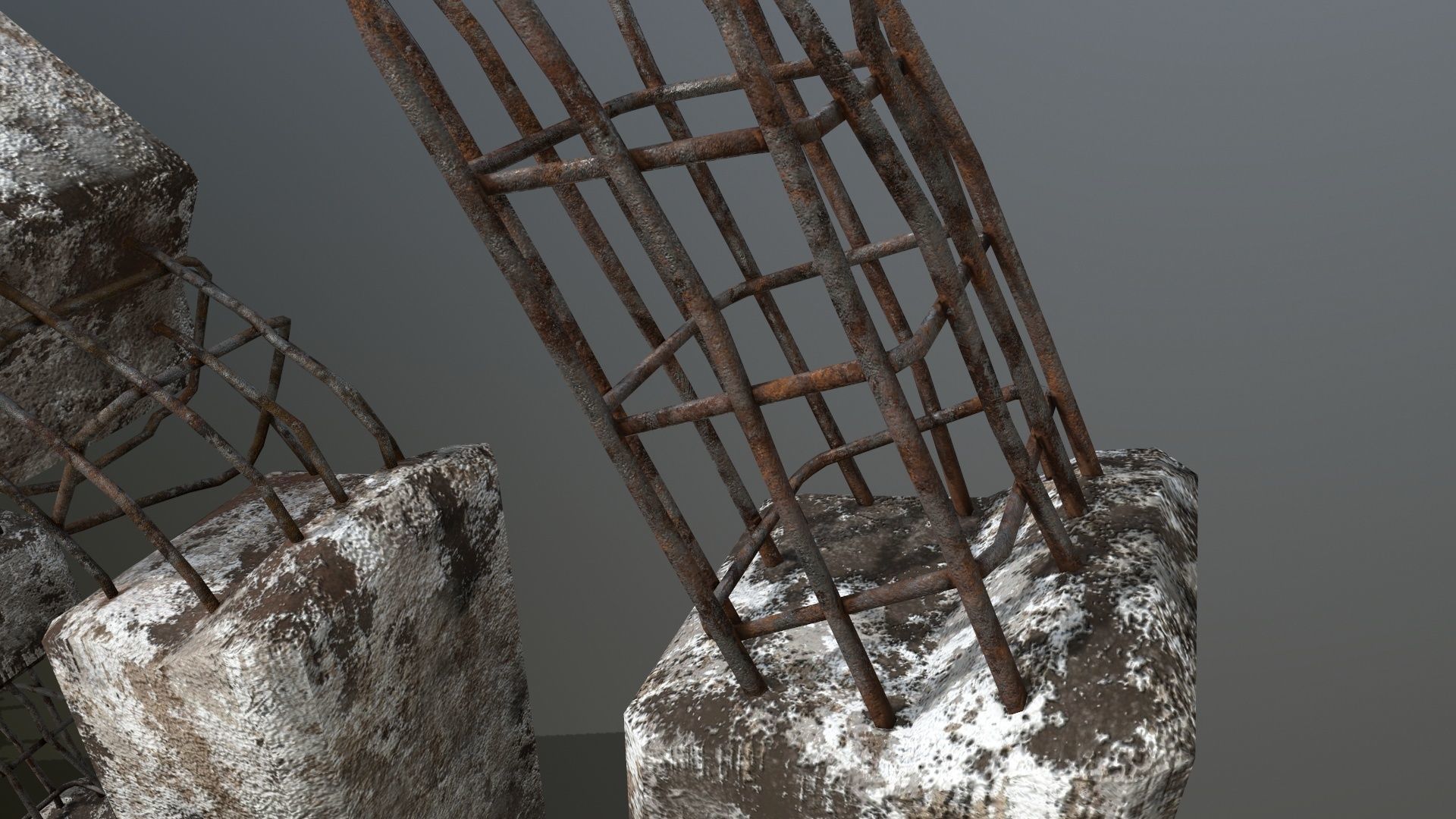 old concrete pole Low-poly 3D model_2