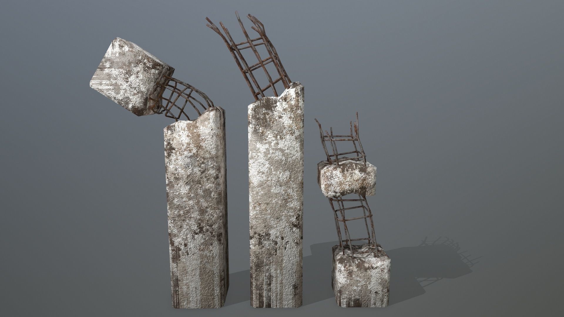 old concrete pole Low-poly 3D model_5