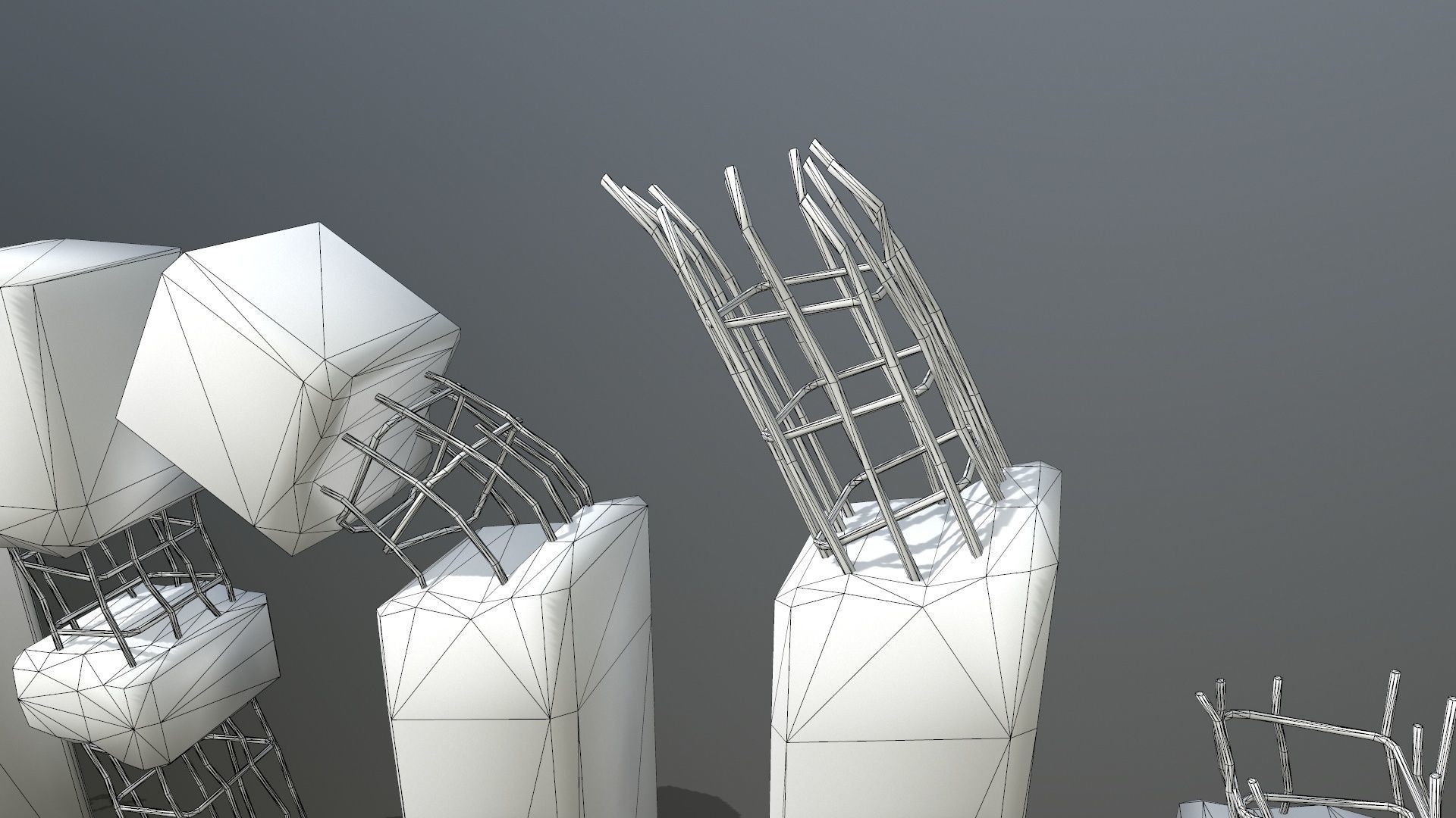 old concrete pole Low-poly 3D model_13