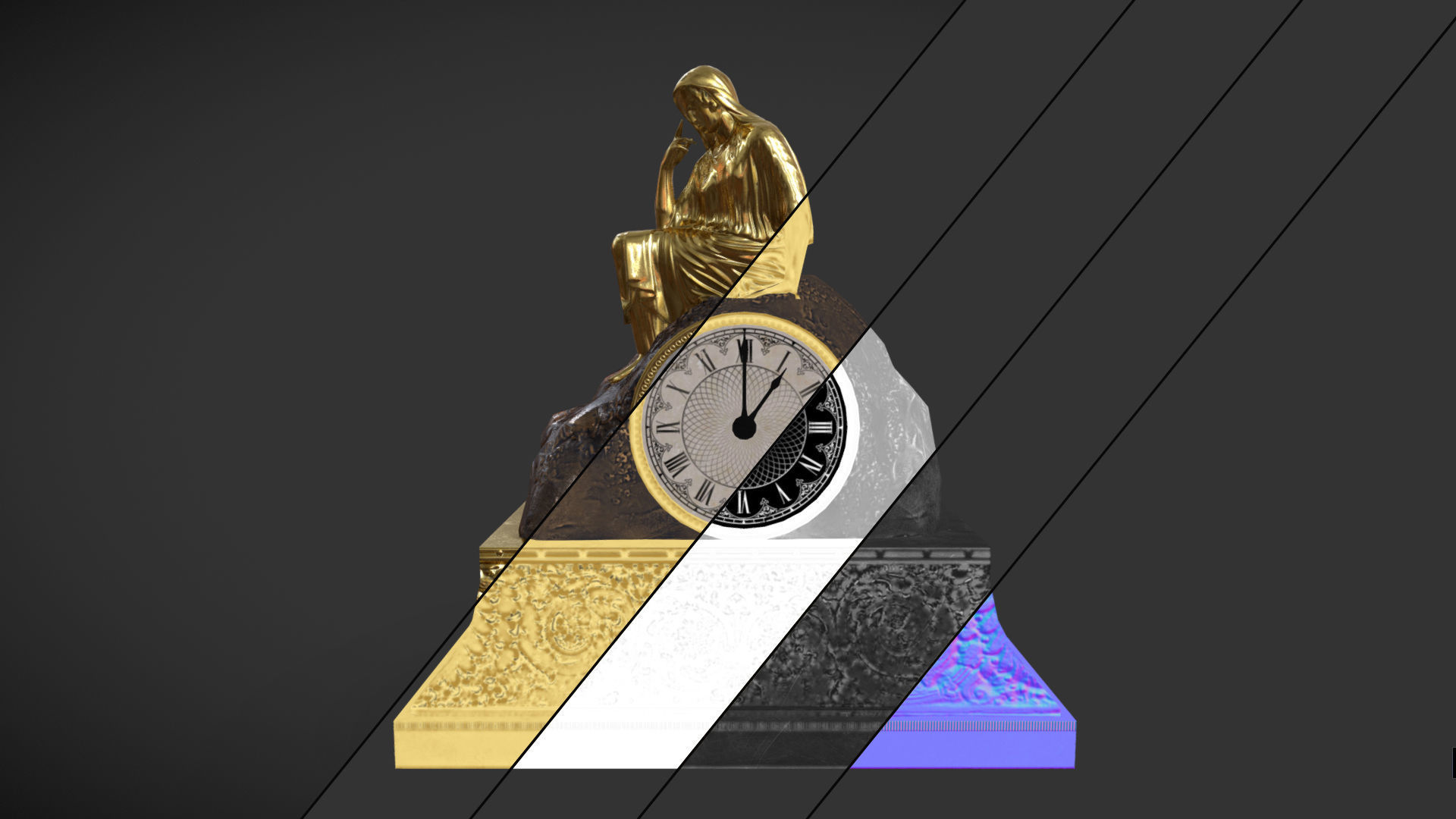 Table Clock Free low-poly 3D model_7