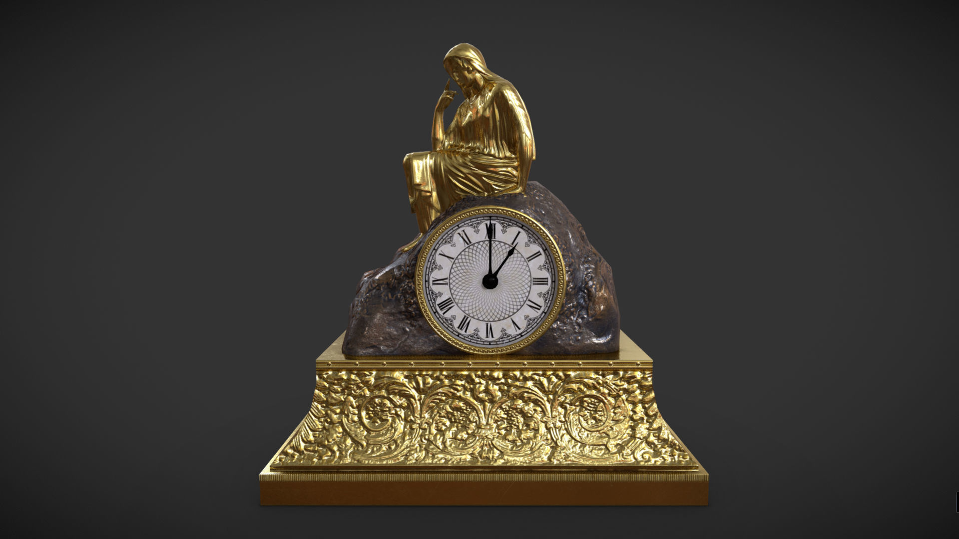 Table Clock Free low-poly 3D model_8