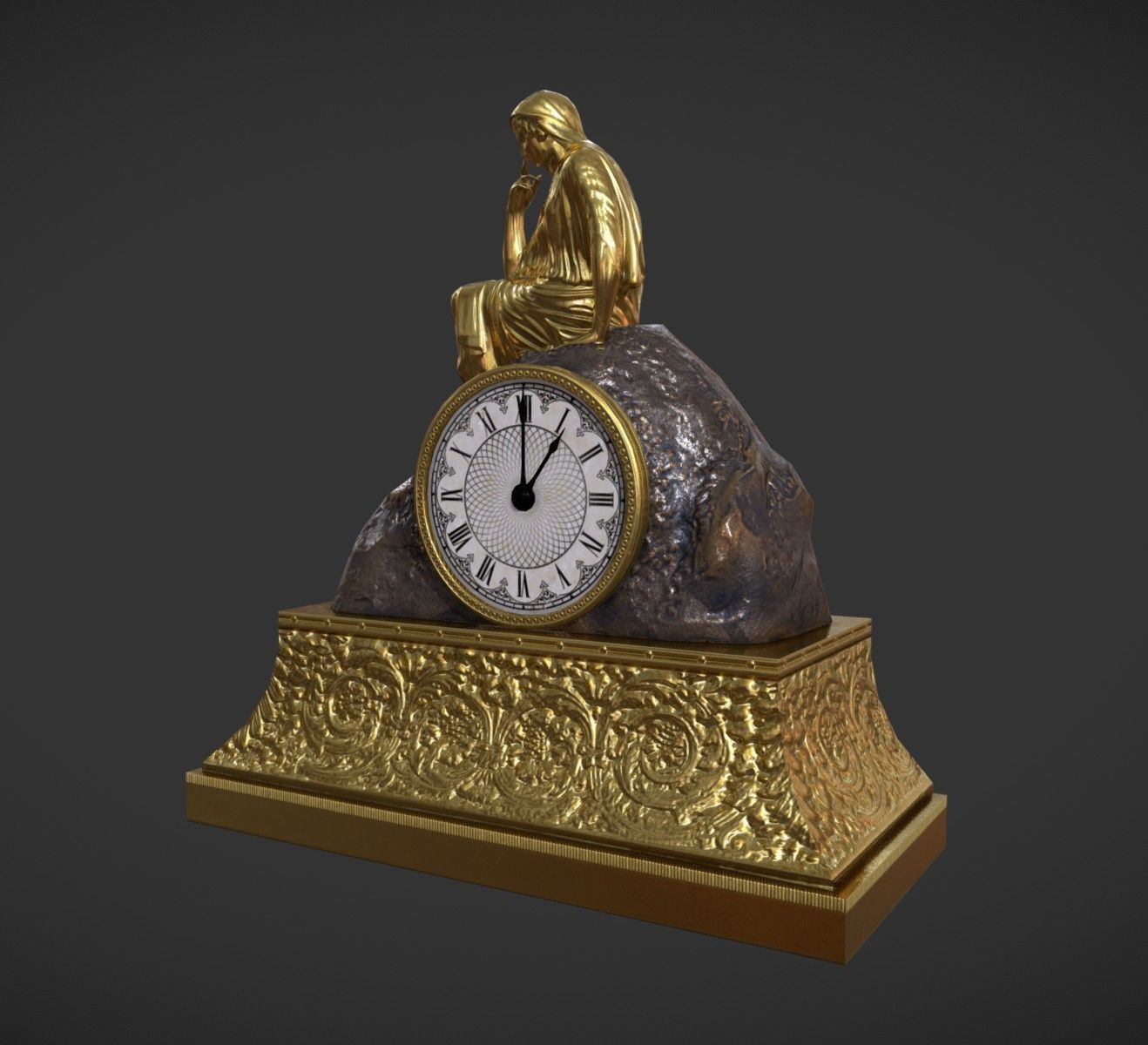 Table Clock Free low-poly 3D model_3