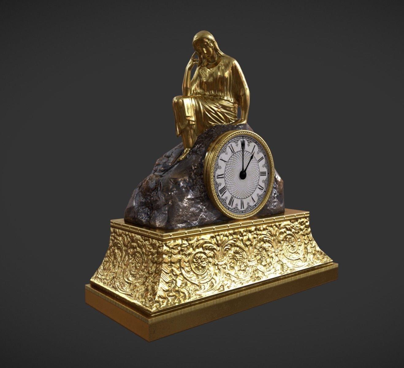 Table Clock Free low-poly 3D model_2