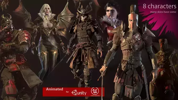 fantasy collection knight  mage and samurai warriors 