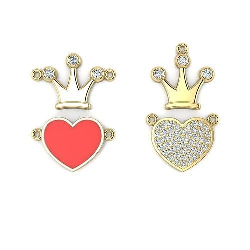 Blank for necklace and earring bracelet crown and heart 3D print model