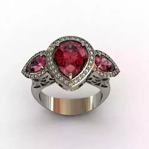 Garnet-Rhodolite and Diamond Ring
