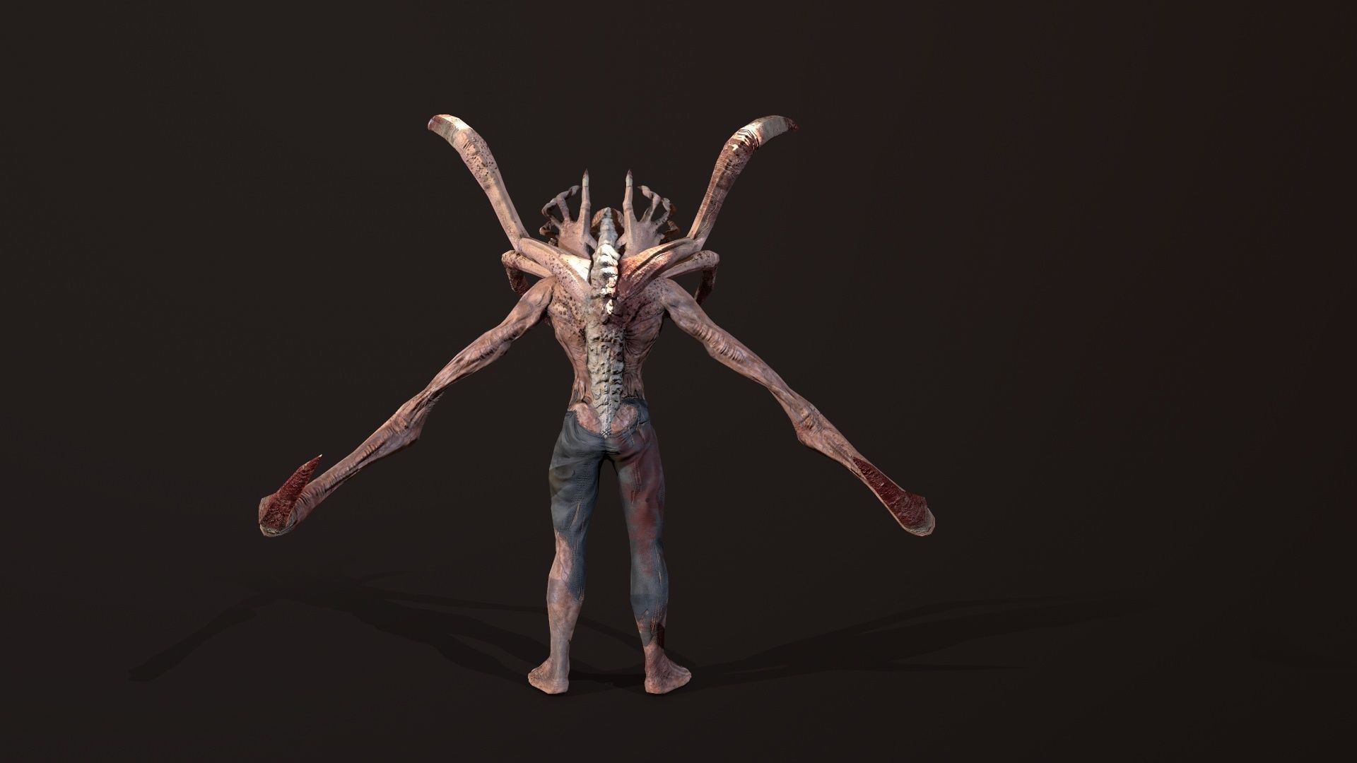 Mutant2 demon with long claws Low-poly 3D model_7
