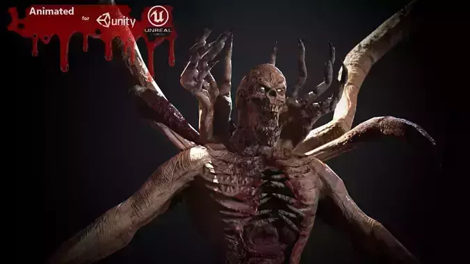Mutant2 demon with long claws Low-poly 3D model