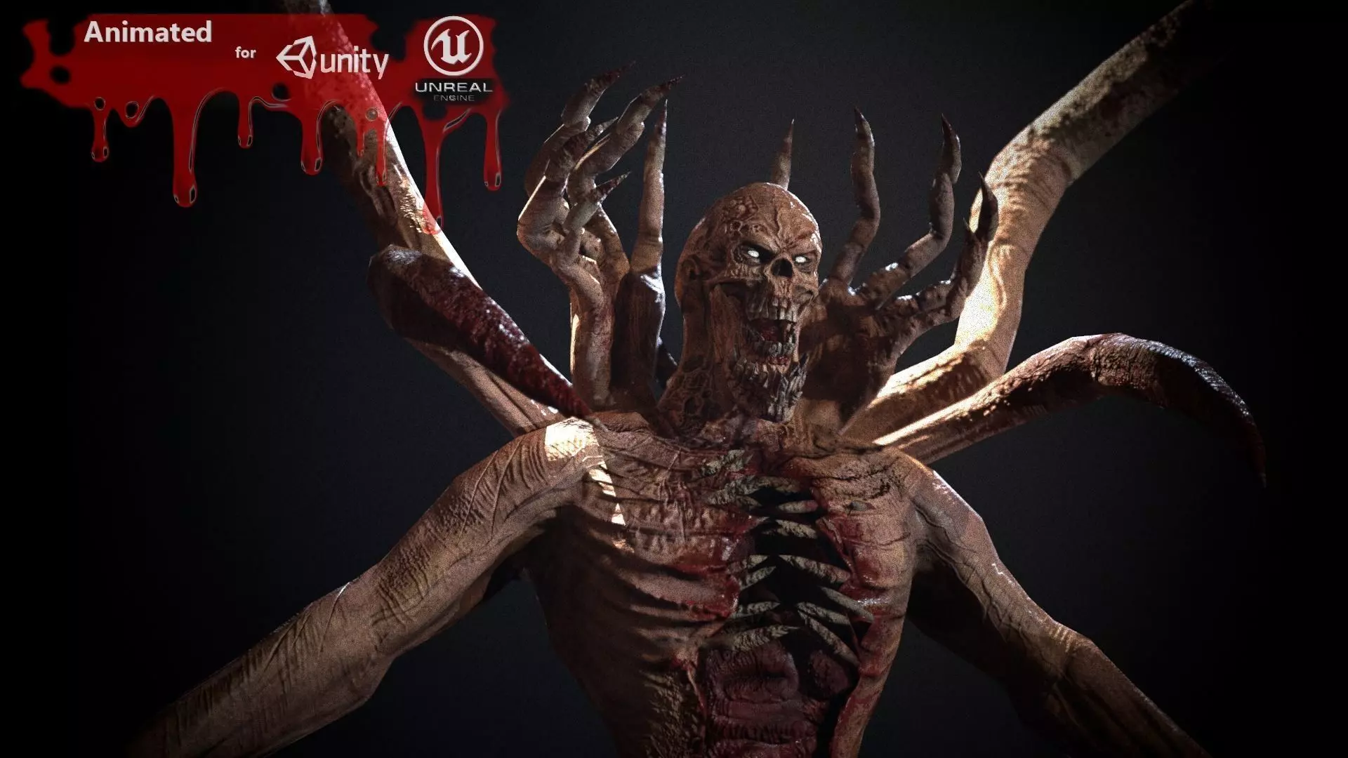 Mutant2 demon with long claws Low-poly 3D model_0