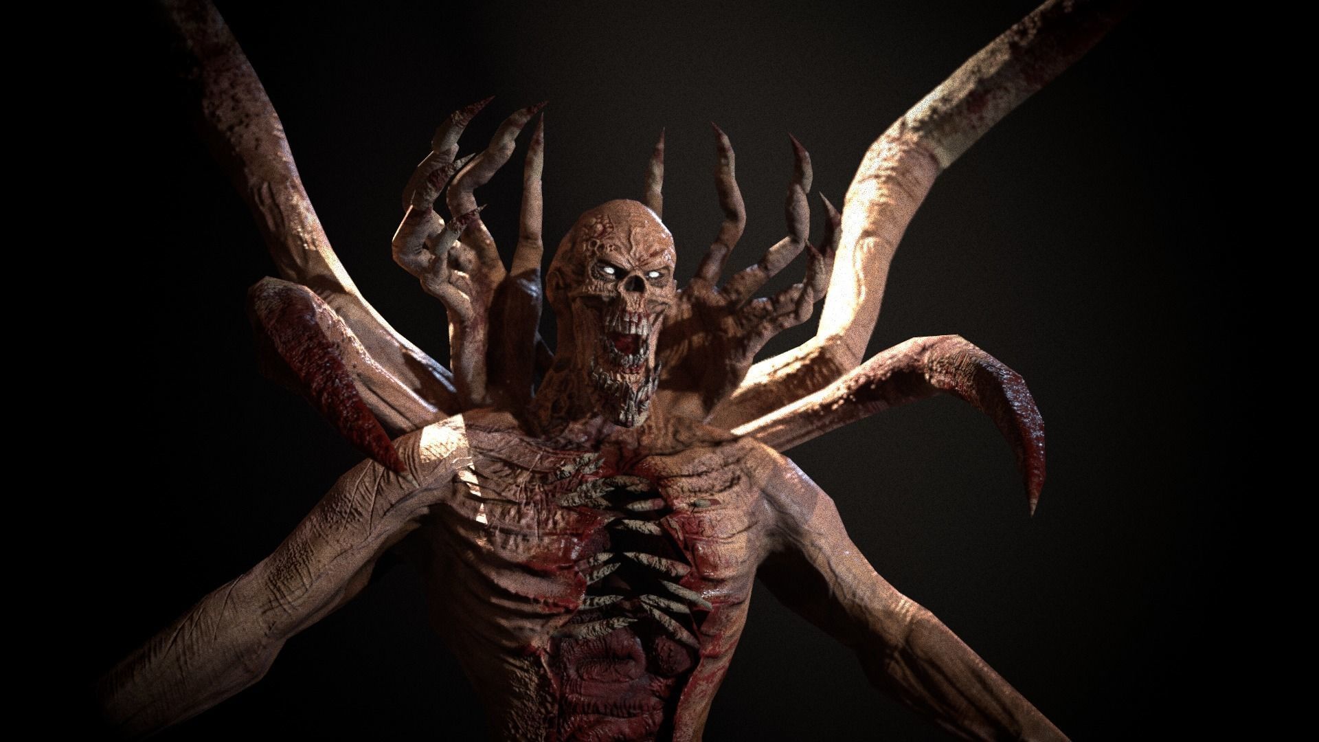Mutant2 demon with long claws Low-poly 3D model_6