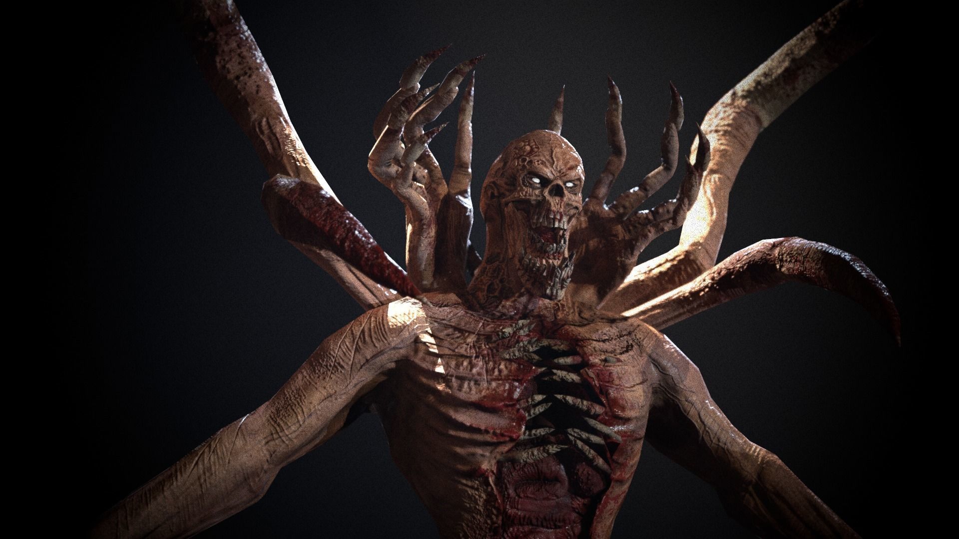 Mutant2 demon with long claws Low-poly 3D model_8