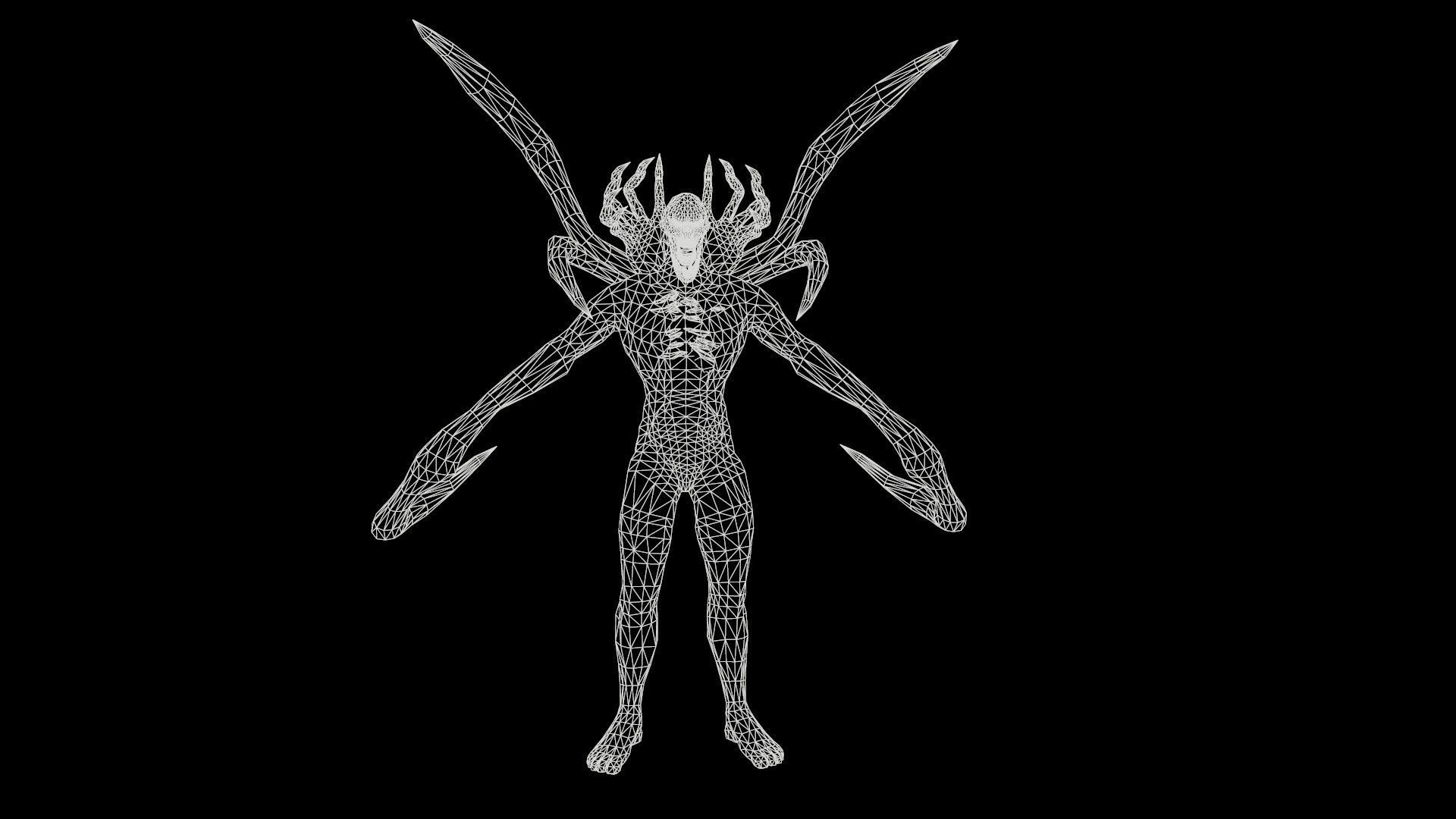 Mutant2 demon with long claws Low-poly 3D model_9