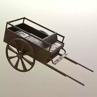 Old Horse Wagon Carriage Horse-Drawn Cart PBR GameReady Low-Poly Low-poly 3D model