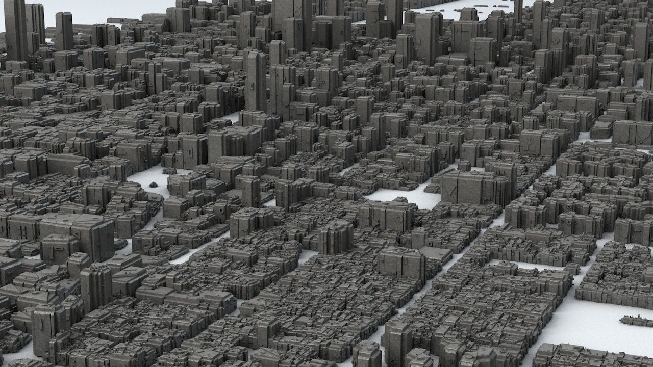 Sci-Fi Manhattan Buildings 3D model_4