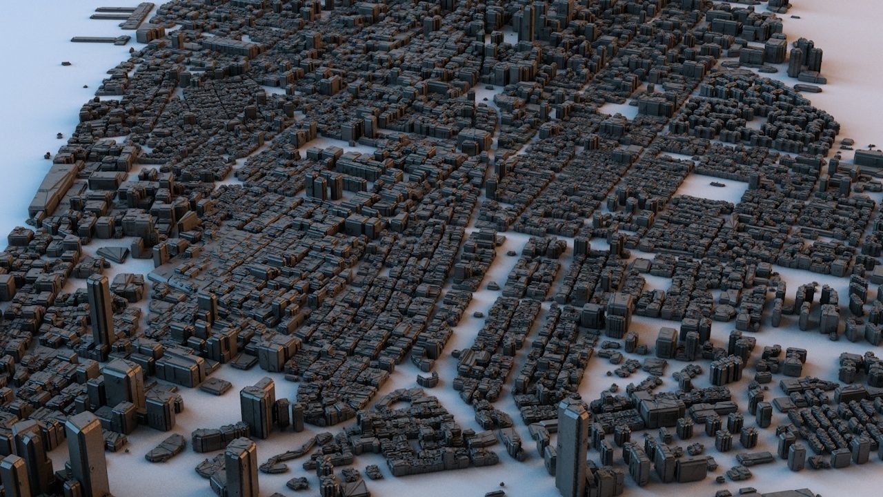 Sci-Fi Manhattan Buildings 3D model_12