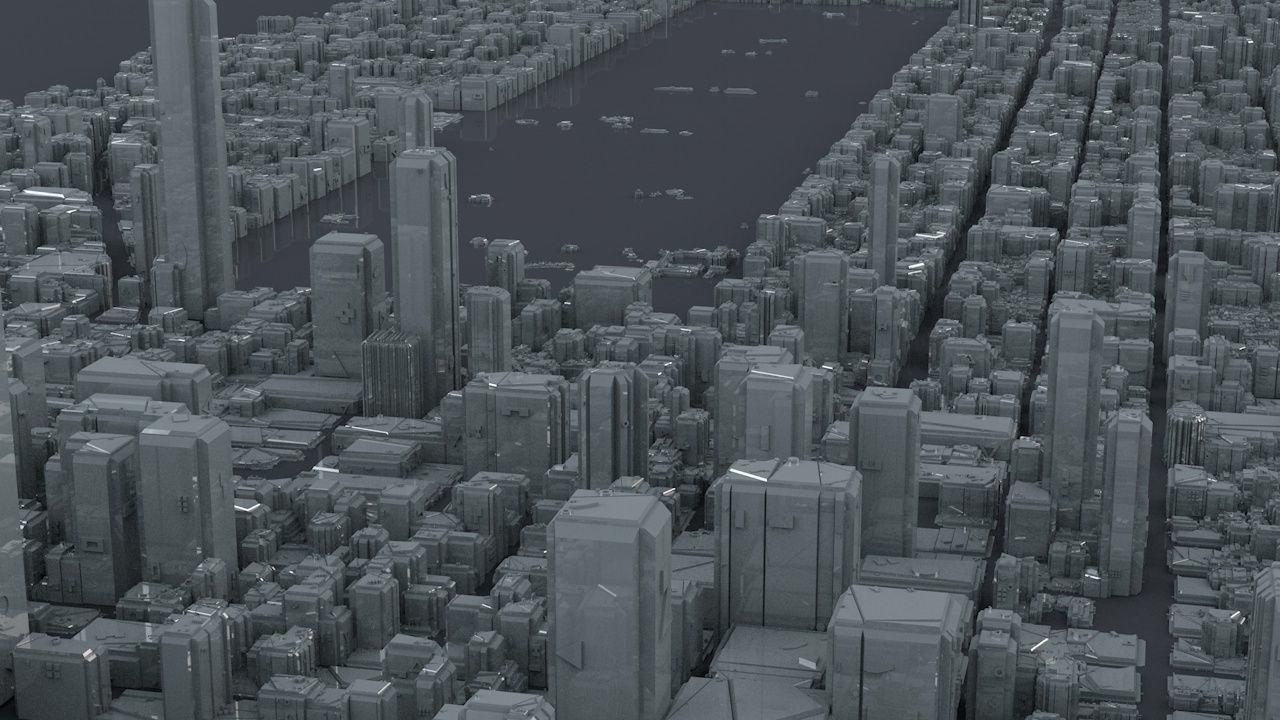 Sci-Fi Manhattan Buildings 3D model_9