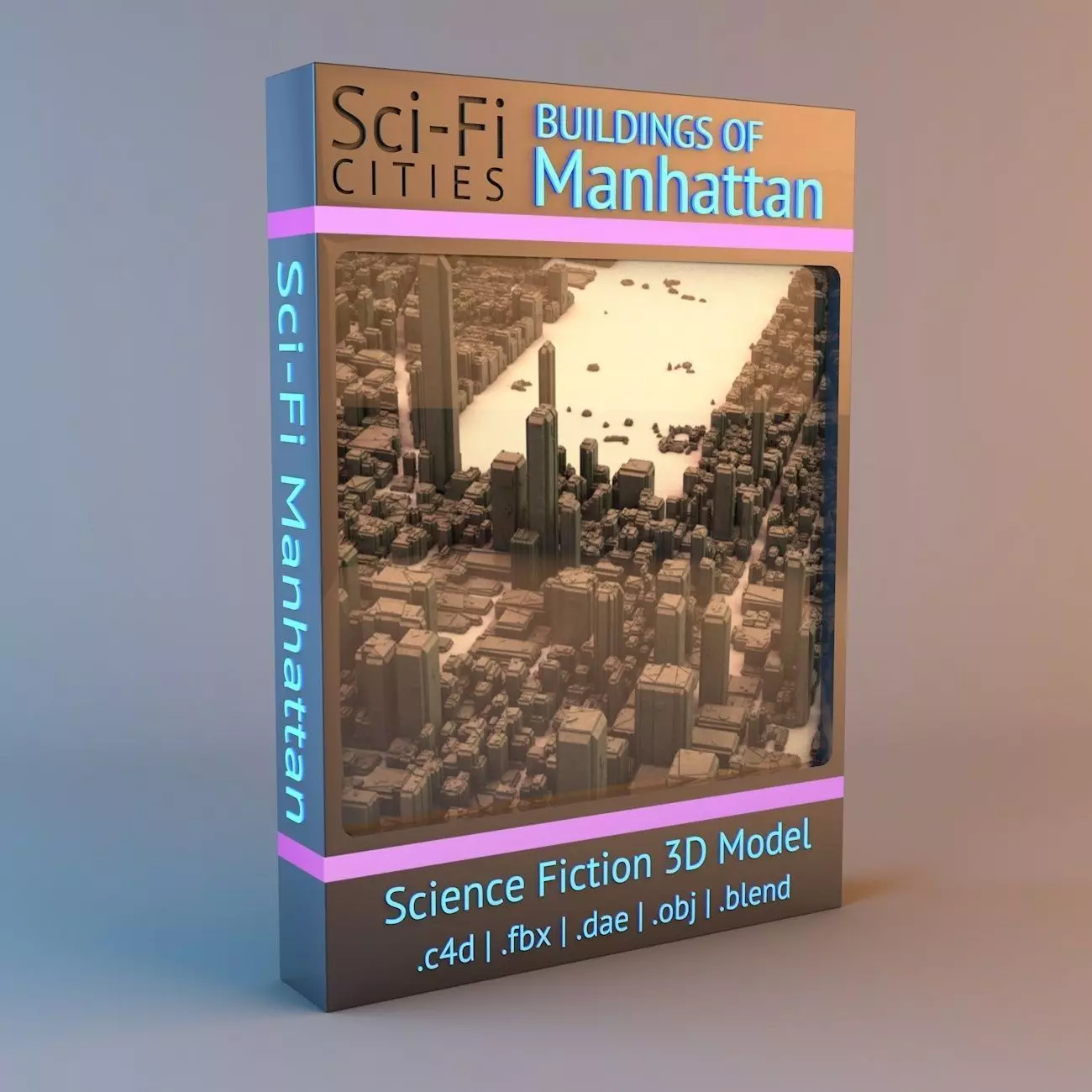 Sci-Fi Manhattan Buildings 3D model_0
