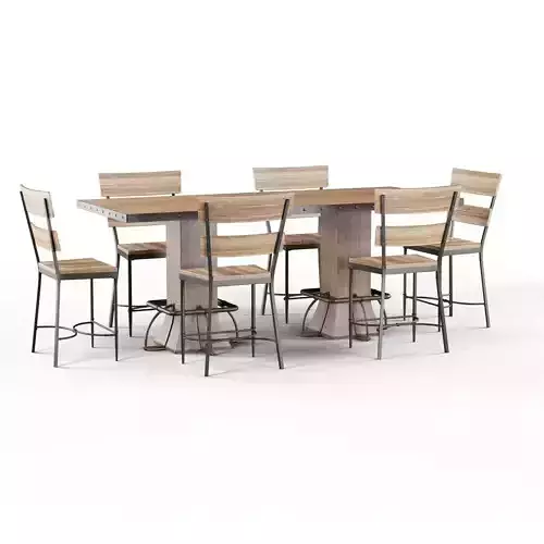 Loft Roxie Walnut Wood Brown Metal height Dining Set