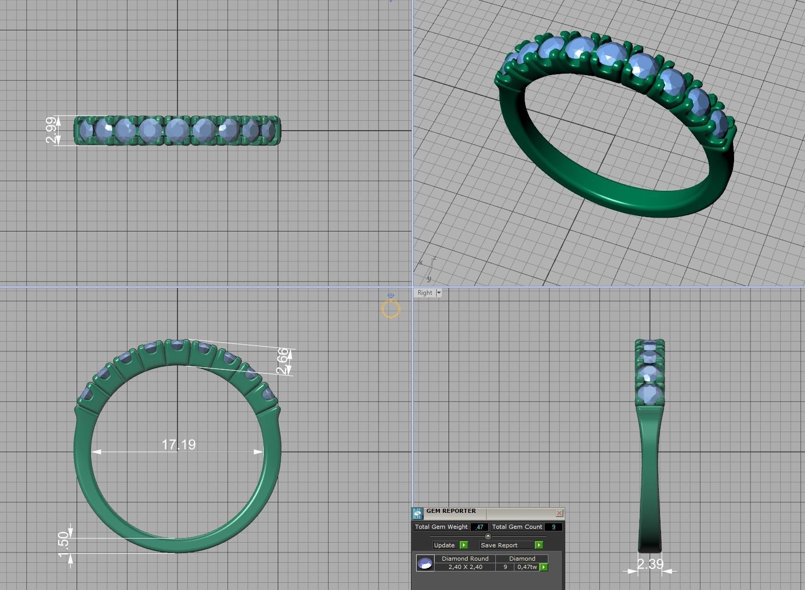 Eternity Ring 3d model 9 stones style printable 3dmodel 3D print model_10