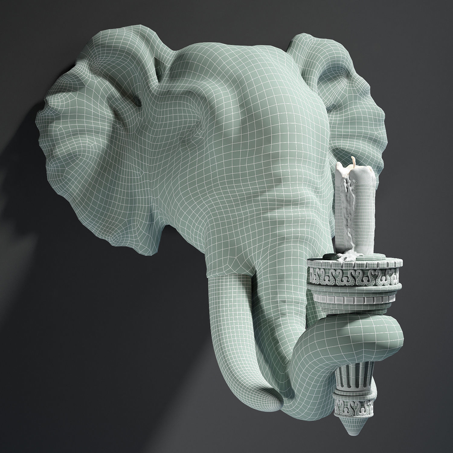 Design Toscano Elephant Sculptural Wall Sconce 3D model_1