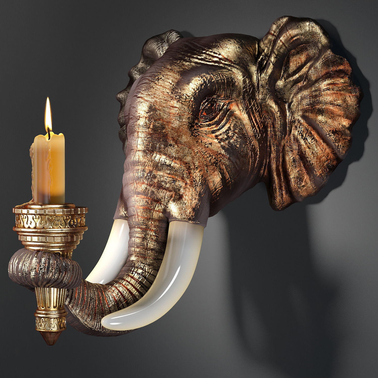 Design Toscano Elephant Sculptural Wall Sconce 3D model_2