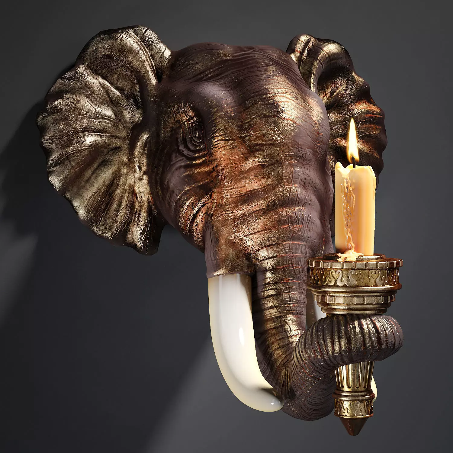 Design Toscano Elephant Sculptural Wall Sconce 3D model_0
