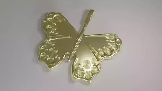 Golden Butterfly Pedant CGI and Print