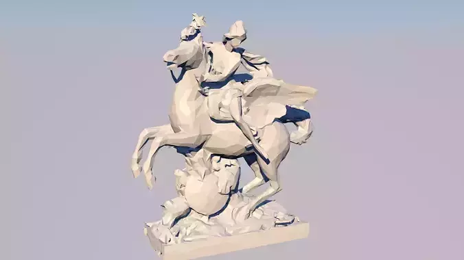 Mercure Monte sur Pegase 3D Statue Sculpture Model Low Poly 2019