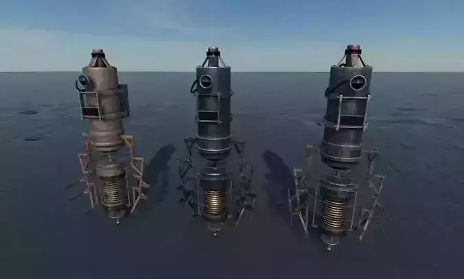 osy21 spaceship in ocean Low-poly 3D model