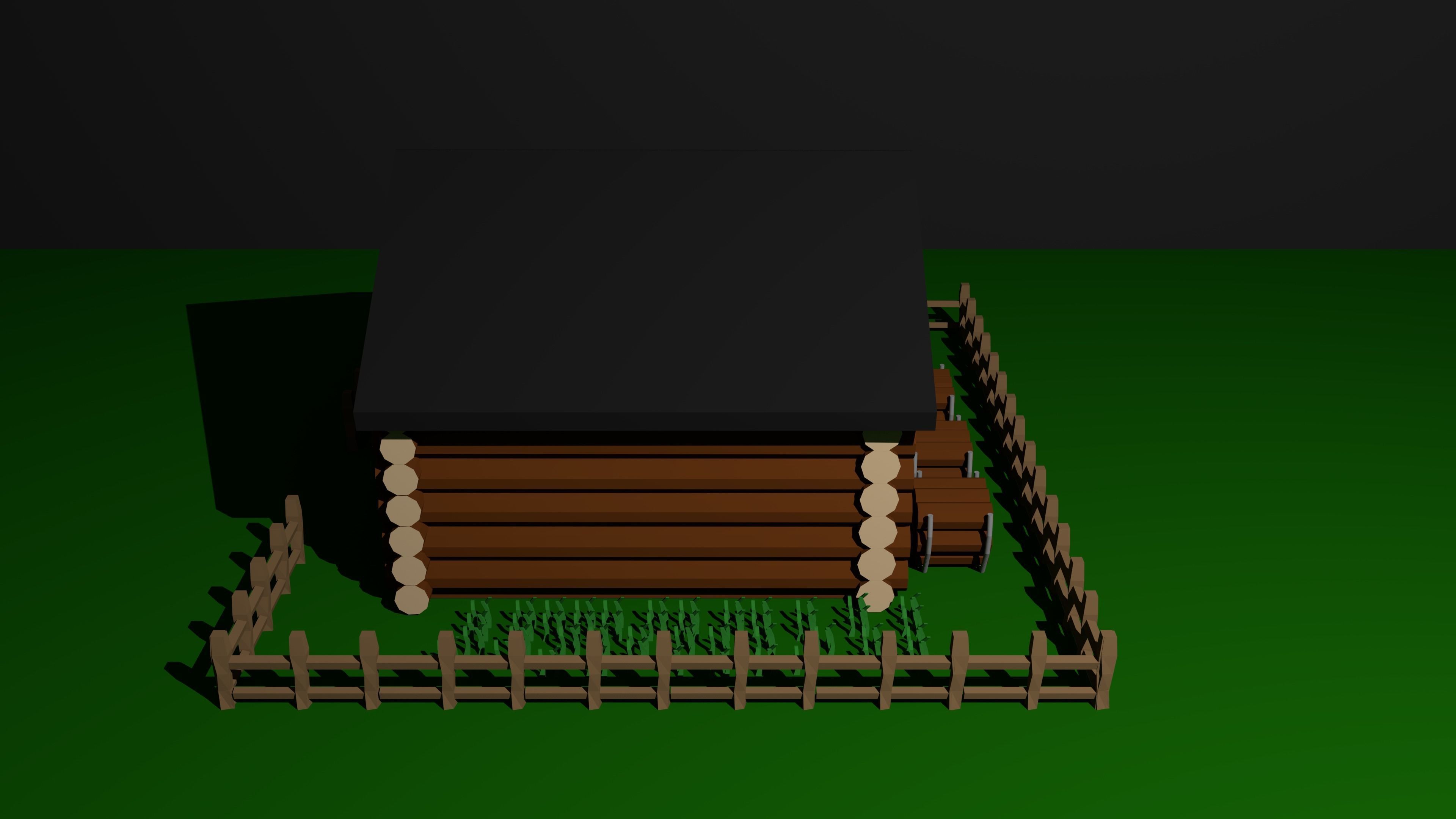 Wooden house Free low-poly 3D model_1