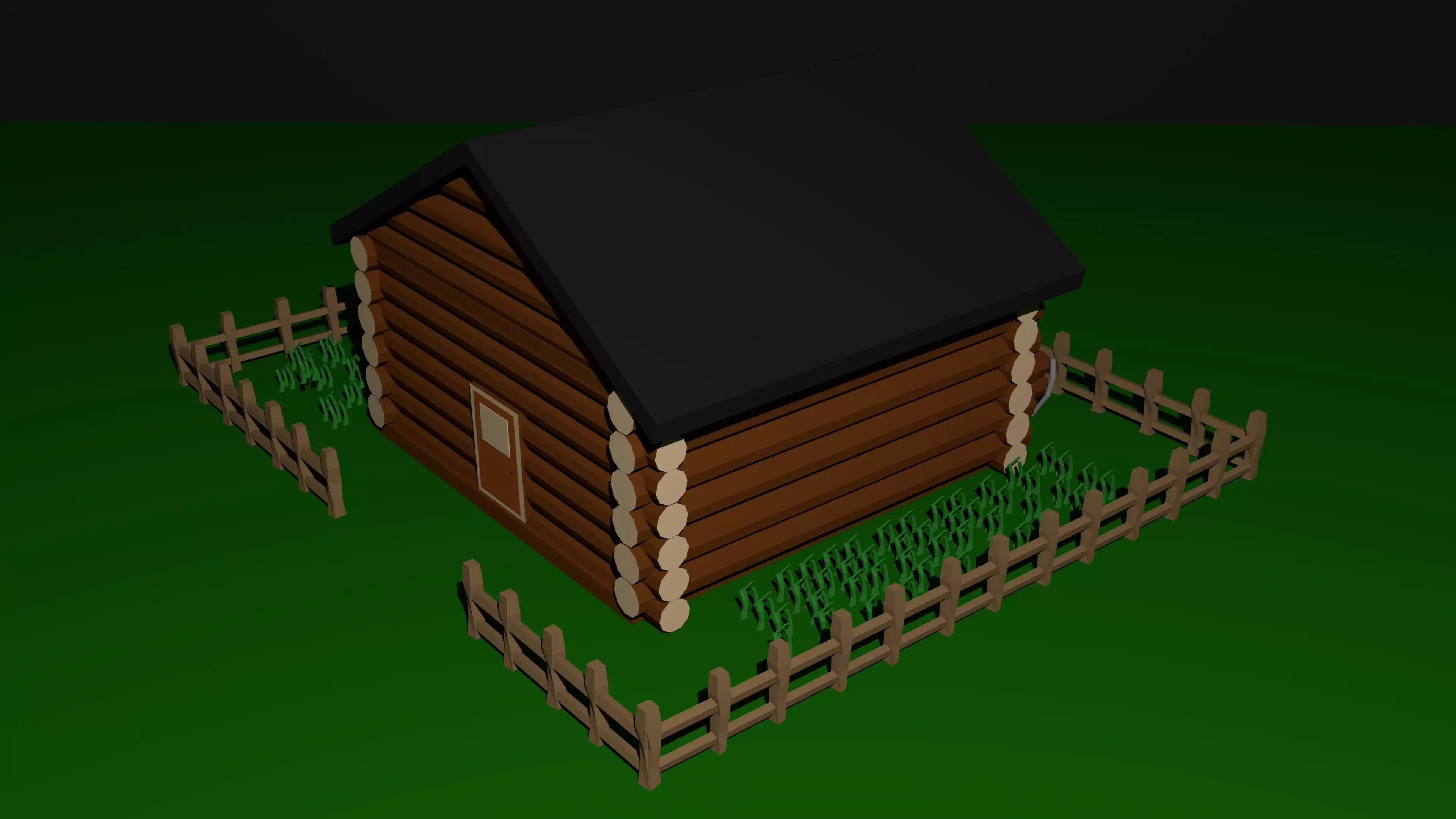 Wooden house Free low-poly 3D model_0