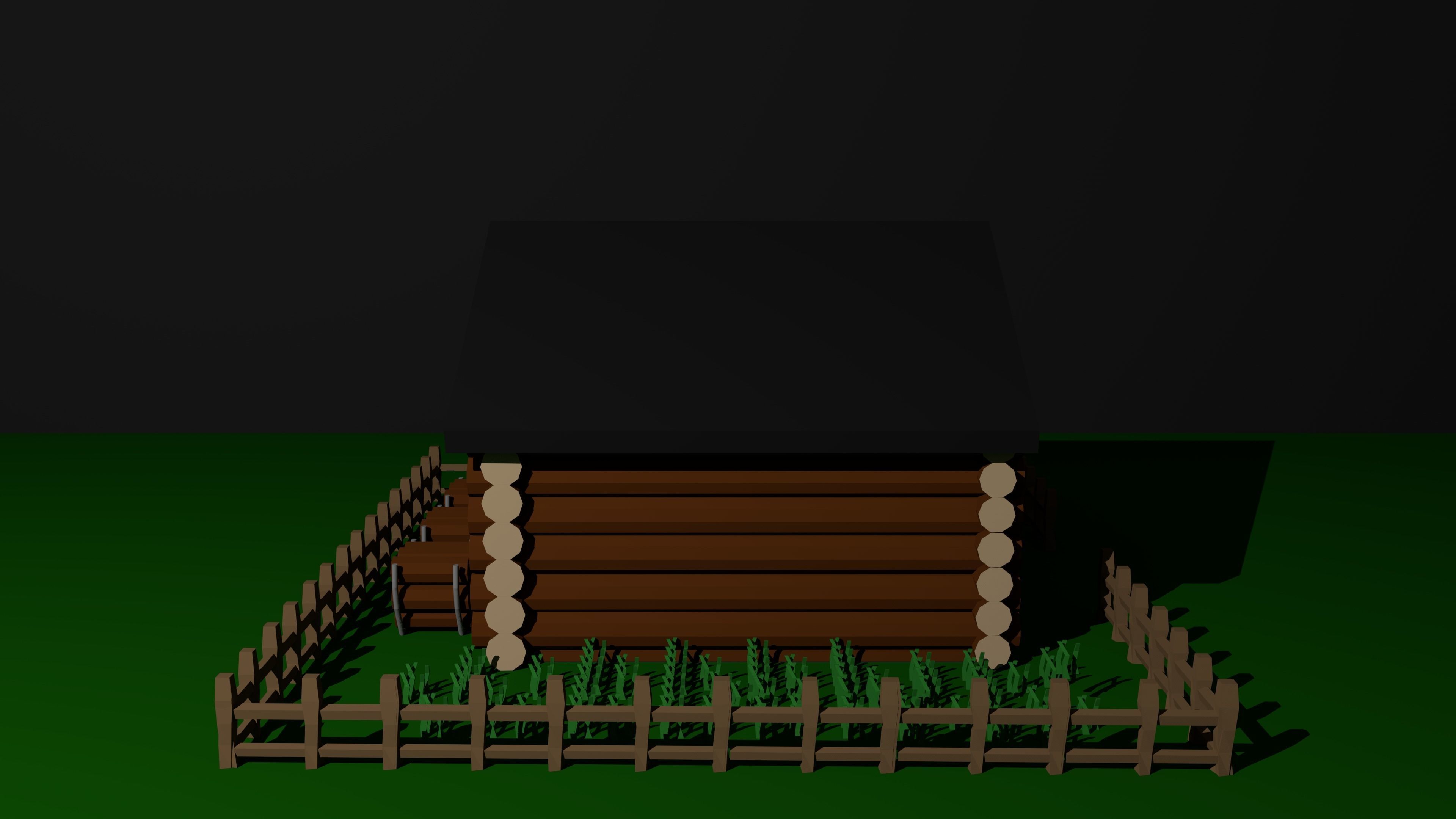 Wooden house Free low-poly 3D model_4