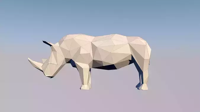 Rhinoceros 3D Statue Sculpture Model Low Poly 2019