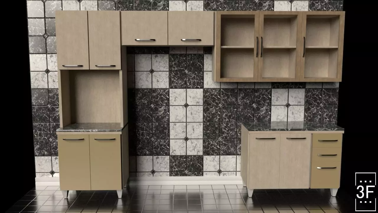 Kitchen Low poly PBR Rigged Low-poly 3D model
