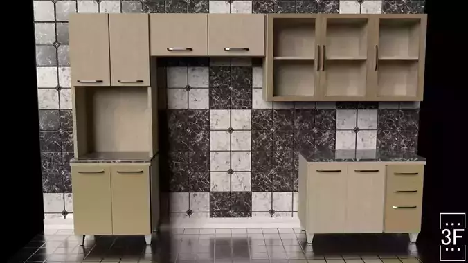Kitchen Low poly PBR Rigged Low-poly 3D model