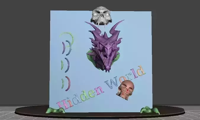 Hidden World - Dragon and skulls