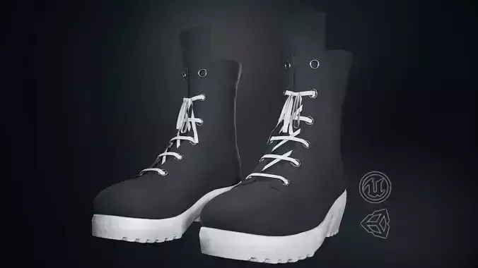 Black Boots  Low-poly 3D model