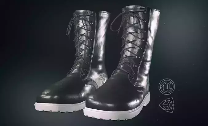 Black Leather Boots 5 Low-poly 3D model