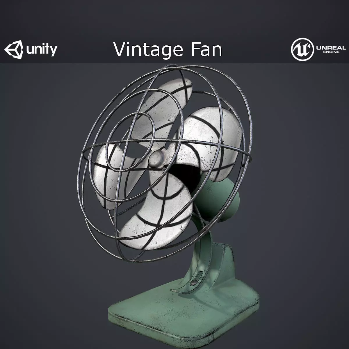 Vintage Fan Low-poly 3D model_0