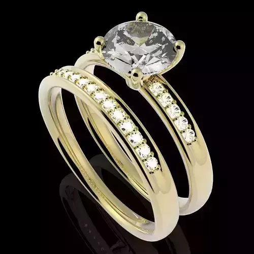 1ct Engagement Ring with 1pt diamonds Size 10 3D print model