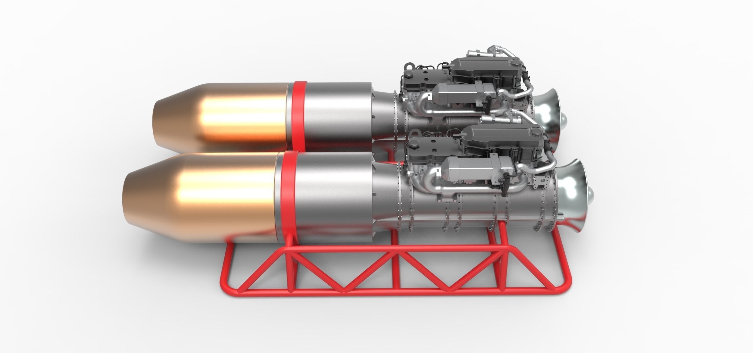 Jet engines with frame 3D model_7