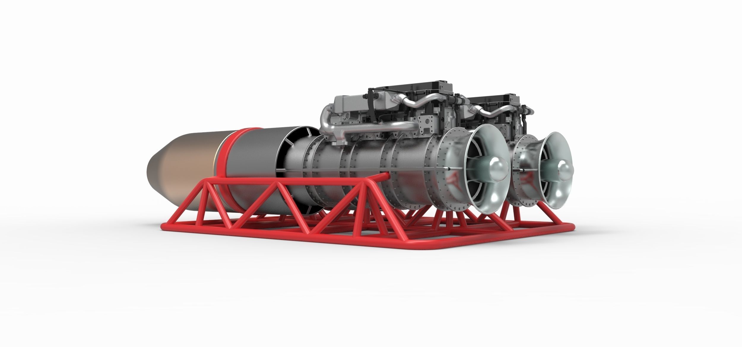 Jet engines with frame 3D model_1