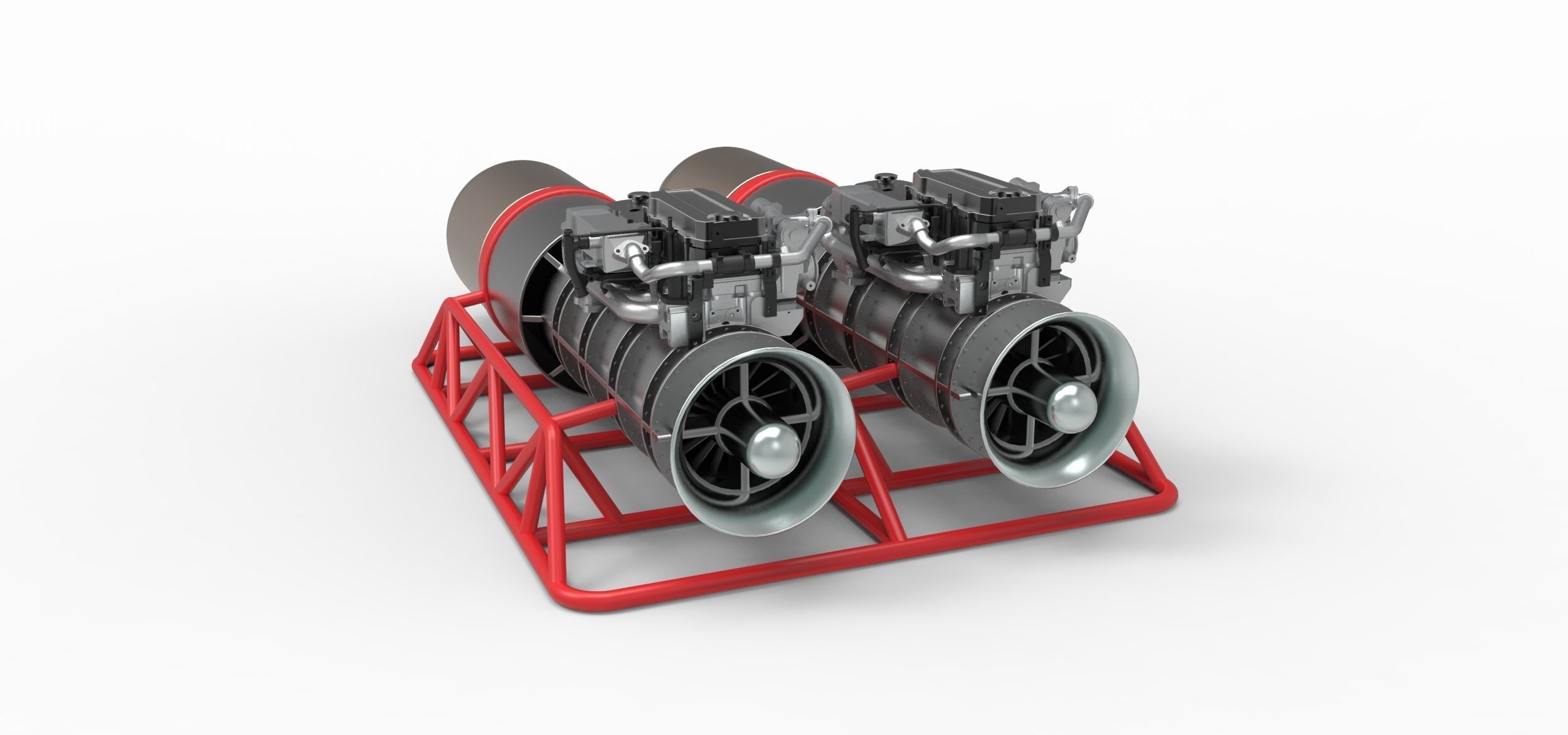 Jet engines with frame 3D model_2