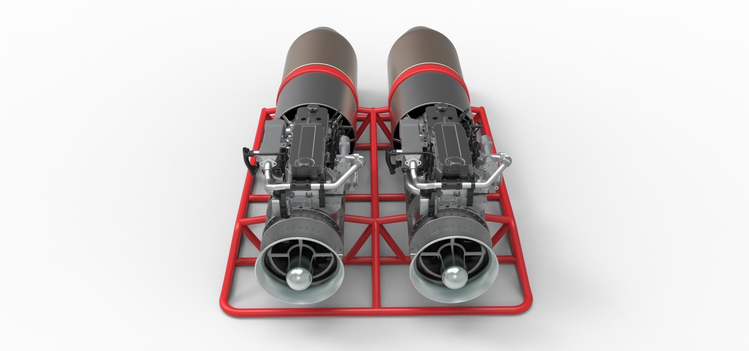 Jet engines with frame 3D model_4
