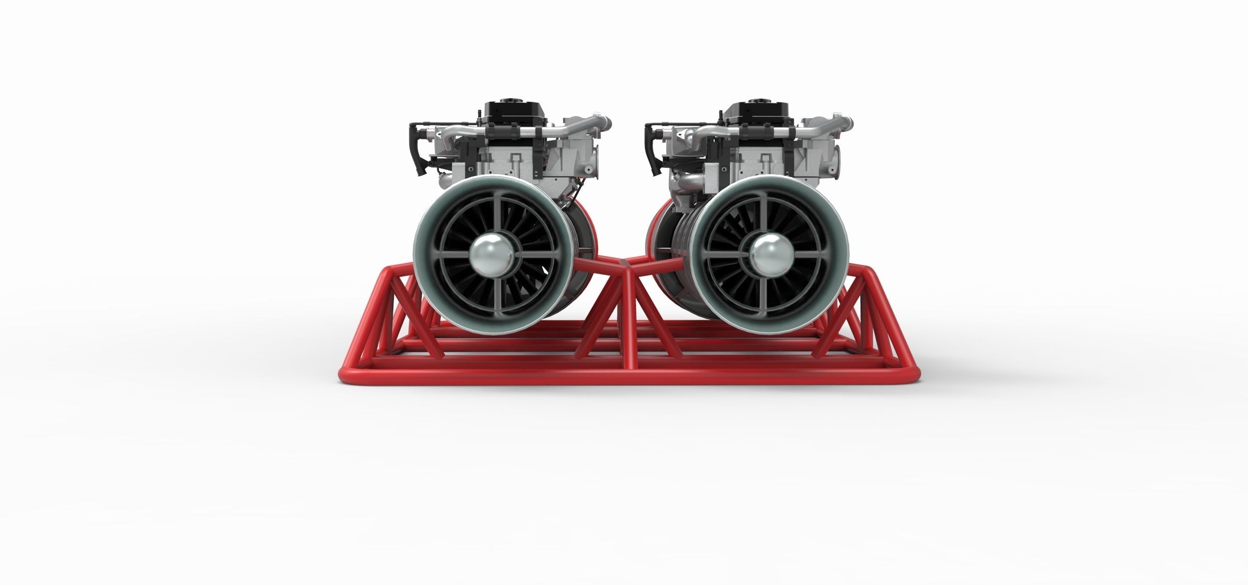 Jet engines with frame 3D model_5