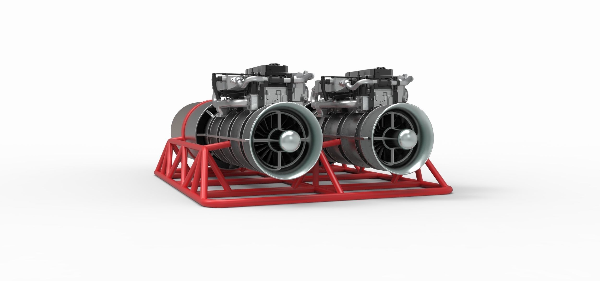 Jet engines with frame 3D model_3