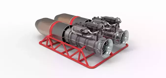 Jet engines with frame 3D model