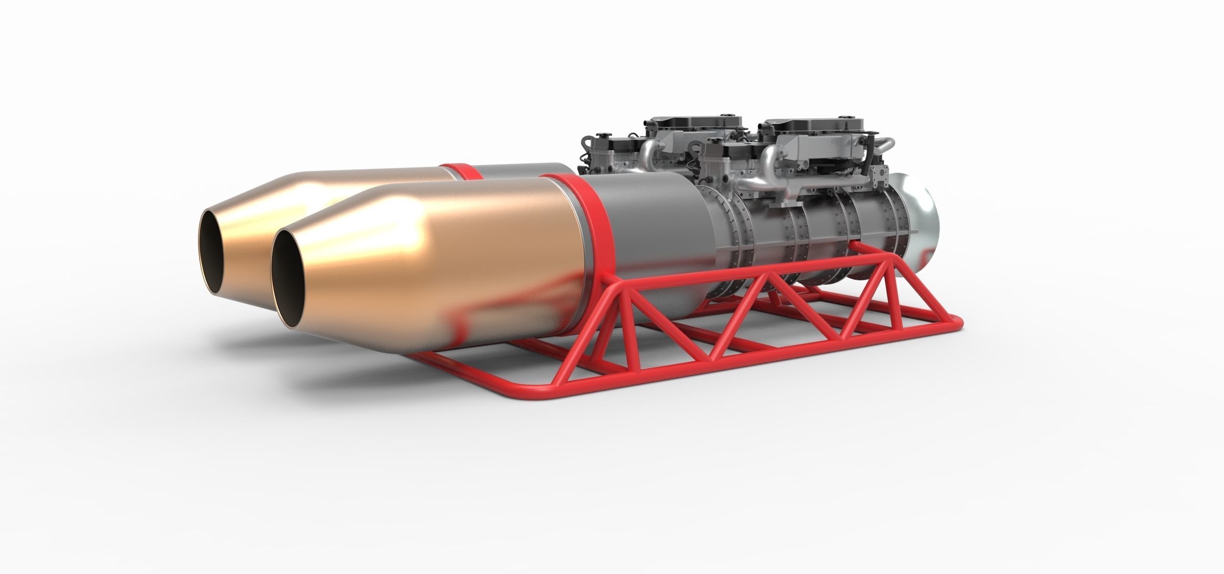 Jet engines with frame 3D model_10